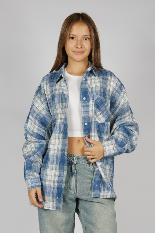 Блузка G-SH26028 Miasin (Синий в клетку, 134)