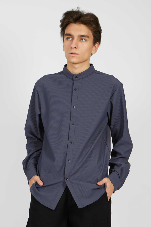 Рубашка B-SH34406 (Серо-синий, 140)