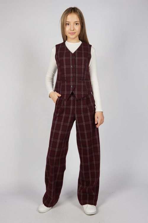 Жилет G-VST25402G (красный в клетку, 134-164)