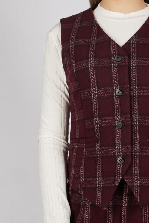 Жилет G-VST25402G (красный в клетку, 134-164)