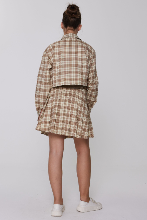 Юбка G-SK25172F (Бежевый в клетку, 134-164)